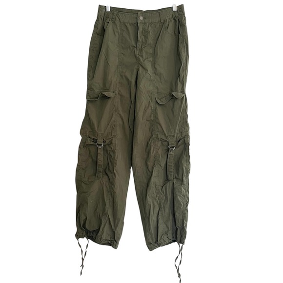 No Boundaries Cargo Pants‎ Olive Green Drawstring Utility Casual Size S Gorpcore - Picture 1 of 9